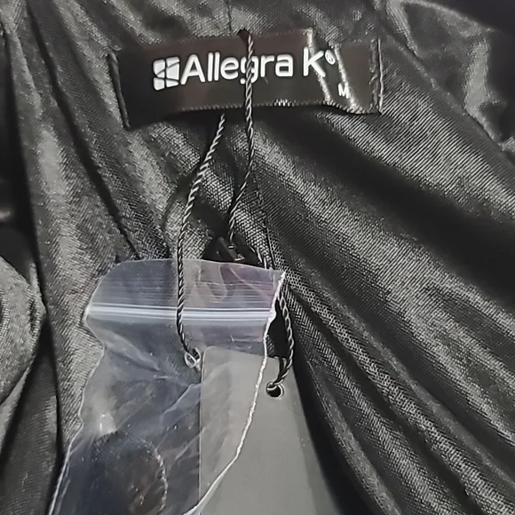 Allegra K Black Velvet Tailored Notch-Lapel Blazer. W-28 - Picture 6 of 7